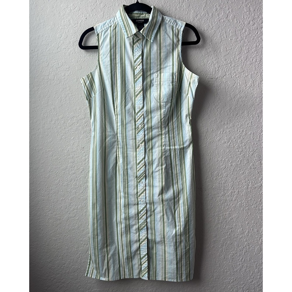 Vintage 2000s/‎ Y2K Woman's  Striped Green and Blue Express (Size: 9 - 10)